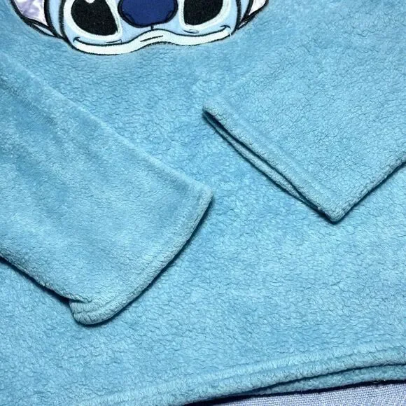 Disney 100th Anniversary Stitch Face Baby Blue Fleece Pajama Sweater‎ Women's 2X - Picture 3 of 10